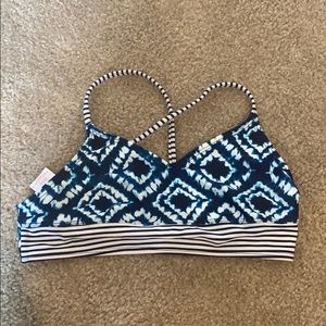 cross back blue bikini top!